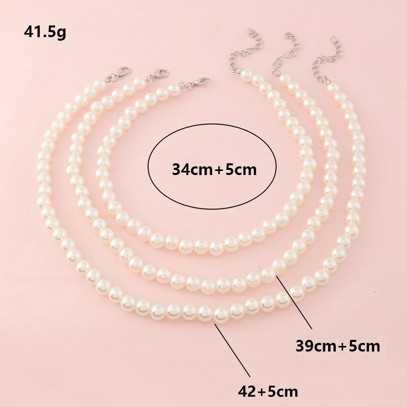 8mm Imitation Pearl Necklace 3-piece Women's Simple Three-layer Overlay With Choker Collar Chain Chain Jewelry