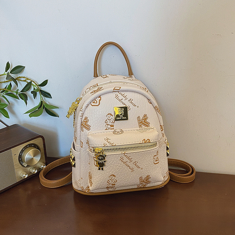 Mini Backpack For Women 2025 New Fashion Niche Designer Print Small Backpack High quality Light Luxury Handbag, Casual Travel Wallet Storage Bag