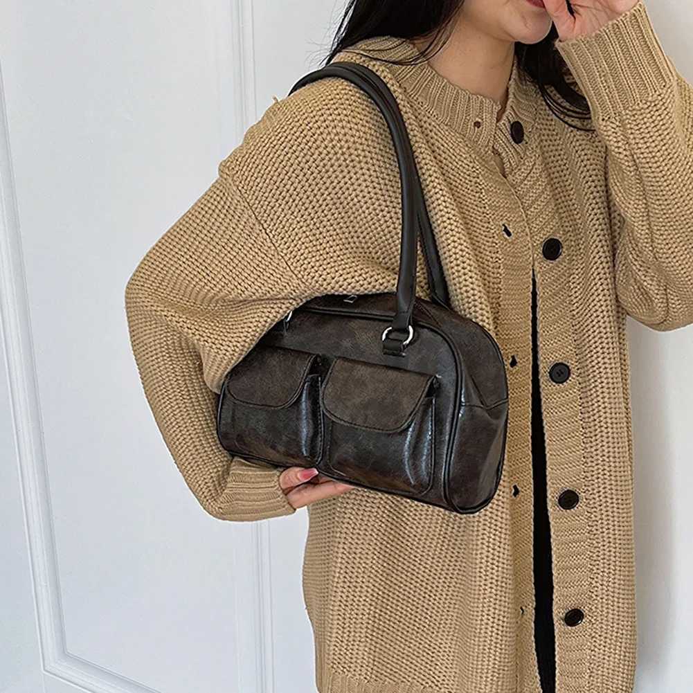 Vintage Shoder Bag for Wen PU Leather Tote Luxury Handbags Purse Y2k Single Shoder Bag Girls Top Handle Cluh Bag Y250318