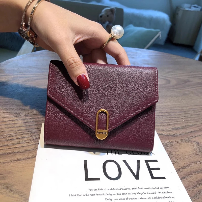 Short Women Wallets Real Leather Billfold Original Envelope Purses For Ladies Soft Calfskin Wallet Birthday Gift 250317