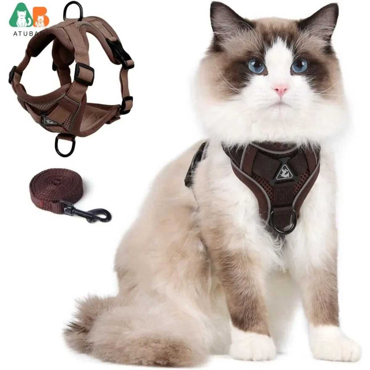 Cat harness and belt set suitable for small to large cats adjustable cat vest reflective accessories universal cat harness and beltT250318