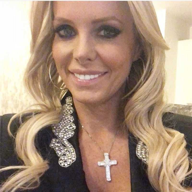 Handmade large cross pendant with necklace 925 sterling silver simulated diamond party wedding pendant suitable for womens best jewelry W250318