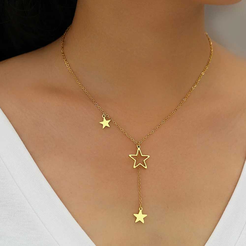 Stainless steel necklace Exquisite star tassel pendant temperature chain daily wear necklace womens jewelry party gift W250318