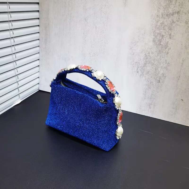 High Quality Women's Handbag Satin Hobo Crystal Shiny Dias Pearl Beaded Evening Bag Wedding Party Clutch Purse