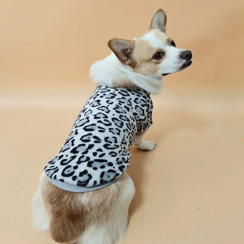 Soft Warm Dog Clothes Fleece Coat Pullover Leopard Pattern Thick Pet Sweater For Small Medium Large Dogs Cat Clothing 250318