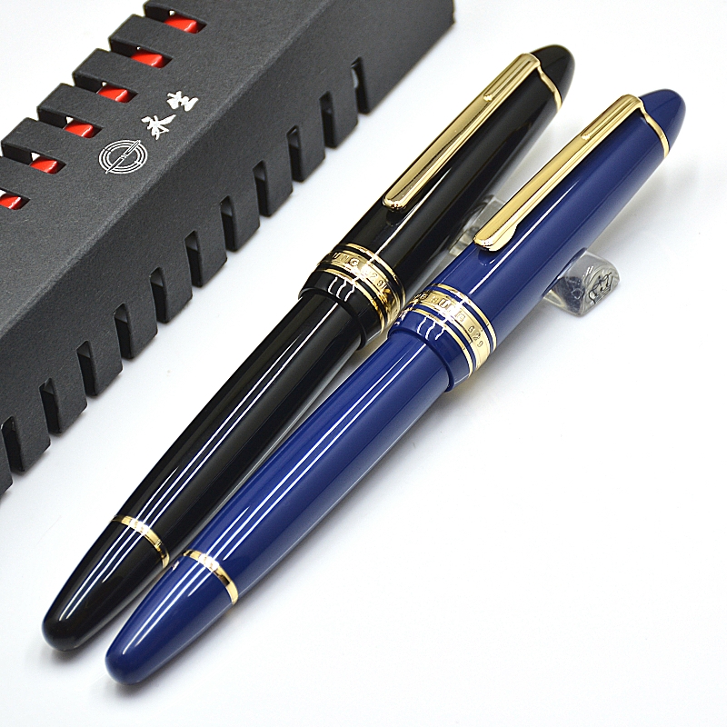 wholesale Wingsung 629 Piston Filling Classics Fountain Pen Best Black & Blue Resin Business Office Writing Ink Pens With Gift Box