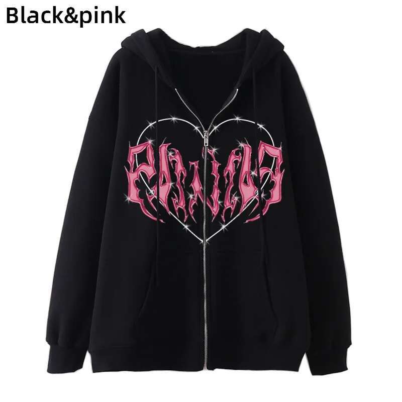 Designer Hoodie Coat Women's Fun Skull Butterfly Patch Zipper Hoodie Loose And Comfortable Oversized Sportswear Girls Long Sleeve Top