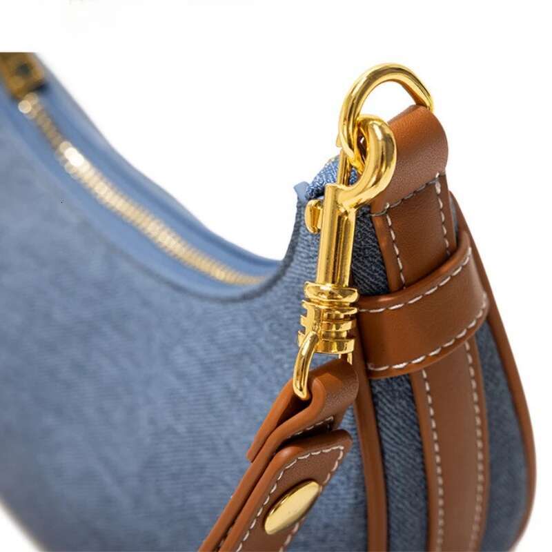 Fashion Ral Print Denim Half Moon Hobo Bag 2024 Summer Trend Design Shoulder Bags For Women Female Commuter Handbag Purse