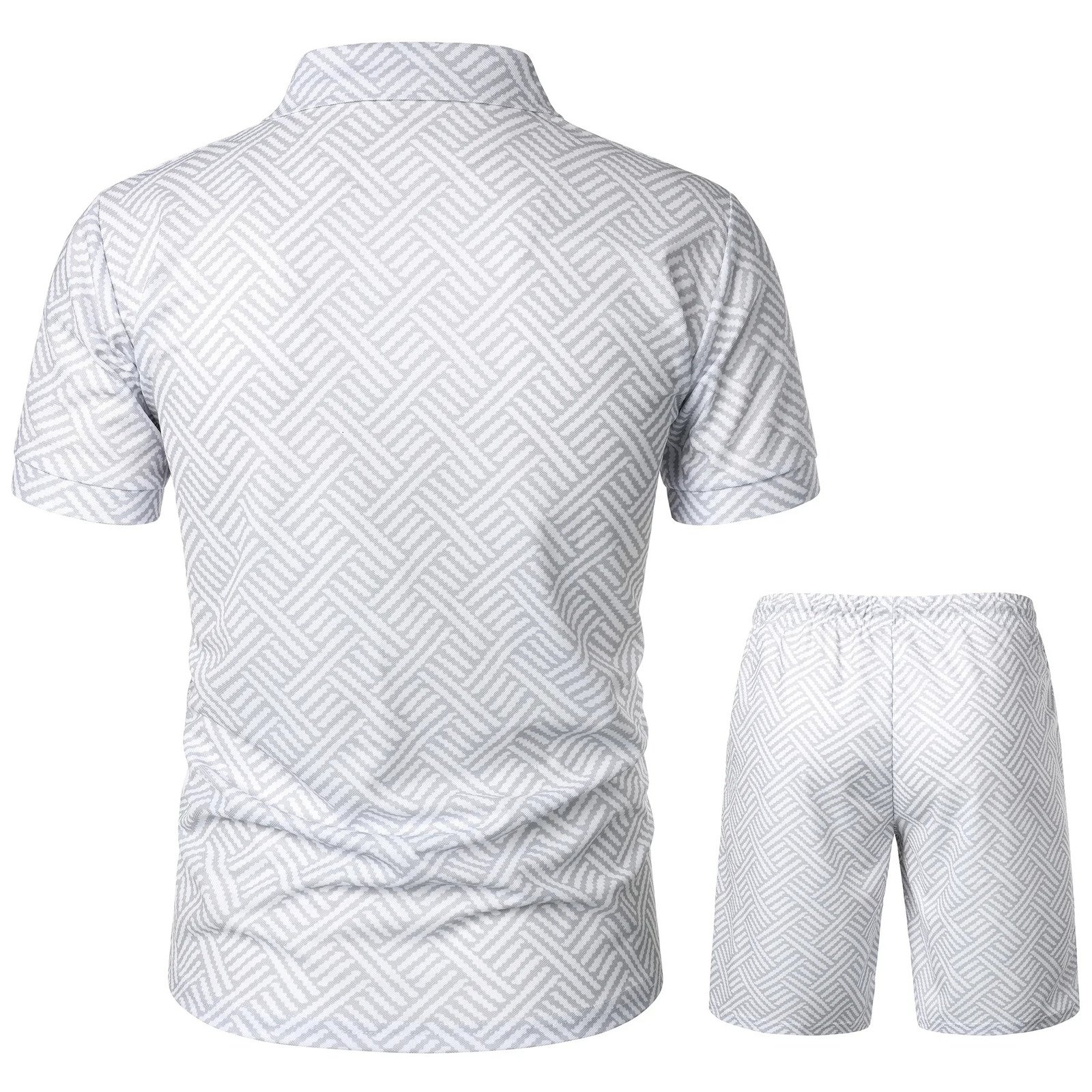 Mens summer fashion casual 3D printed Polo shirt lapel casual suit 250314