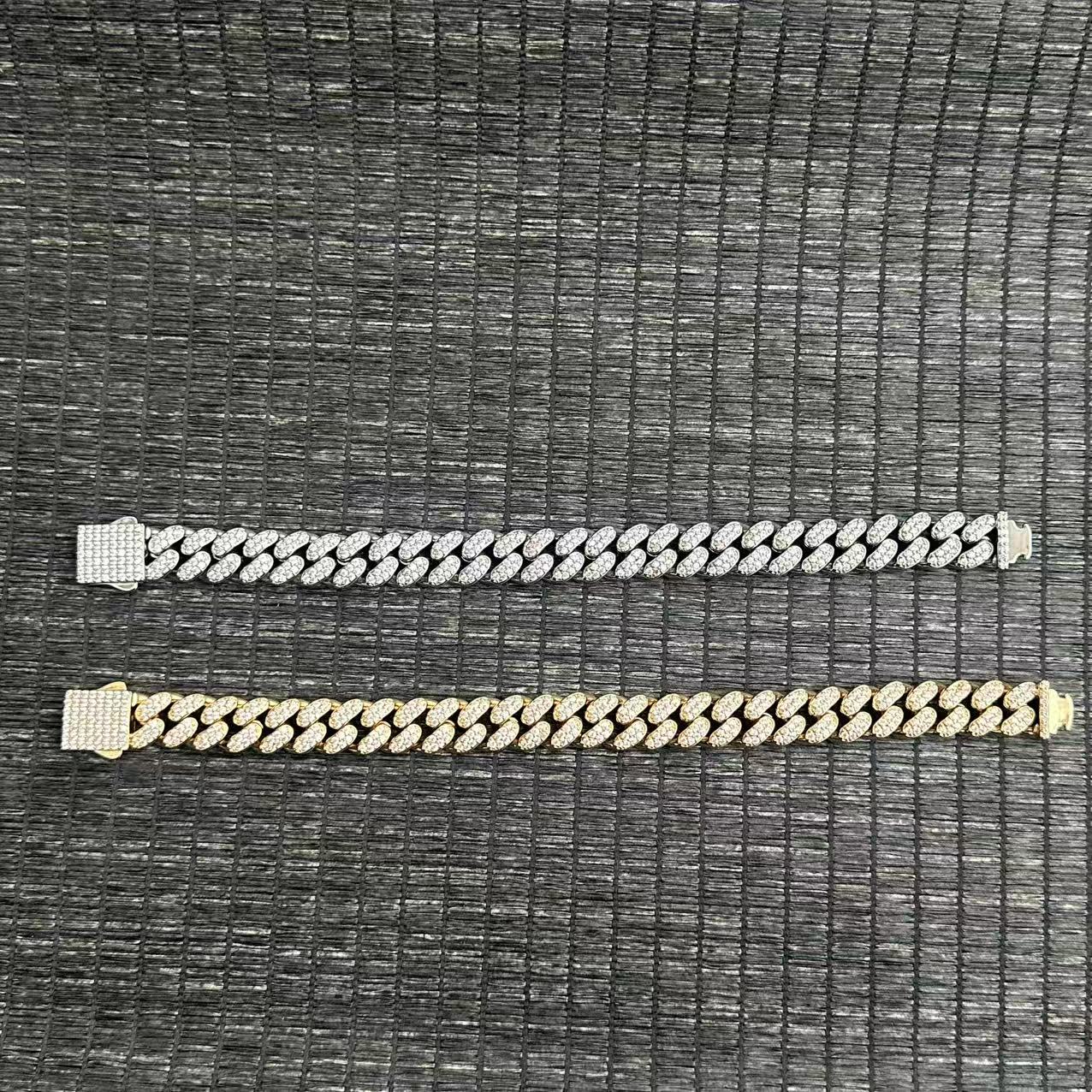 Luxury 24mm Moissanite Cubic Zirconia Necklace with K-Prong Setting & Cuban Chain