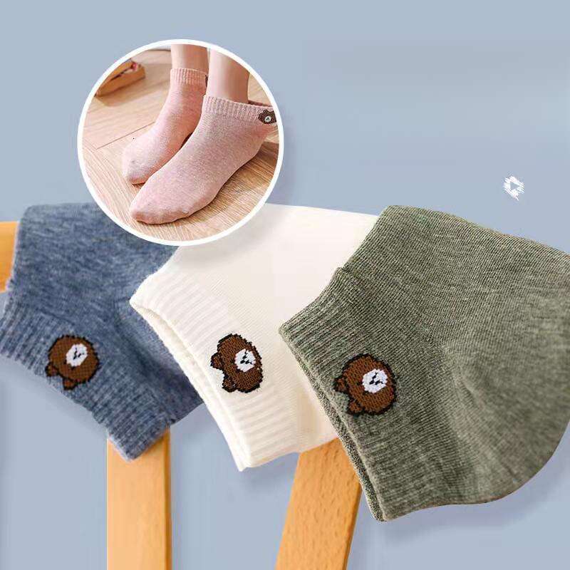 Sock Designer Designer Socks for Women Zhuji Spring and Autumn Ins Little Bear Womens Low Top Medium High Barrel Boat Socks Mens Short