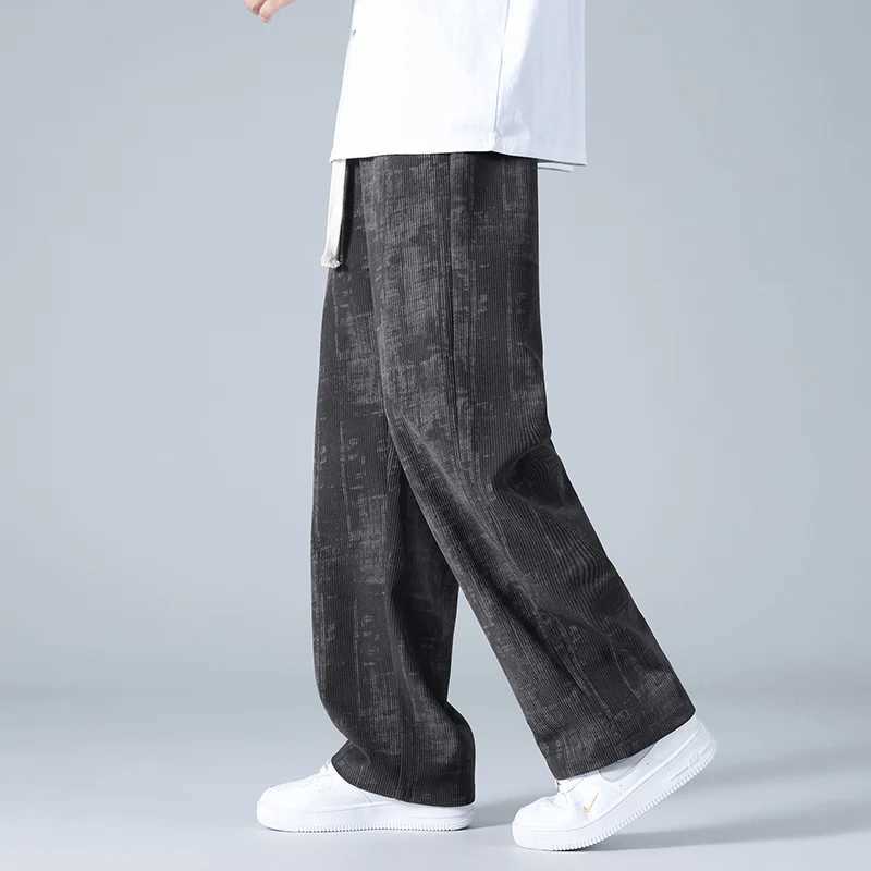 New autumn mens Corduroy fabric casual pants sports pants high-quality couple wide leg breathable runner straight neutral pocket pants W250318