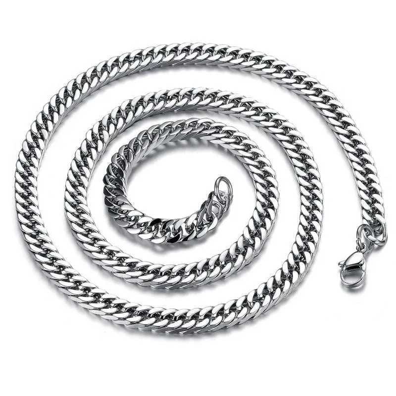 HNSP 8mm-14mm thick stainless steel Cuban chain necklace for men punk necklace for men jewelry accessories for men W250318