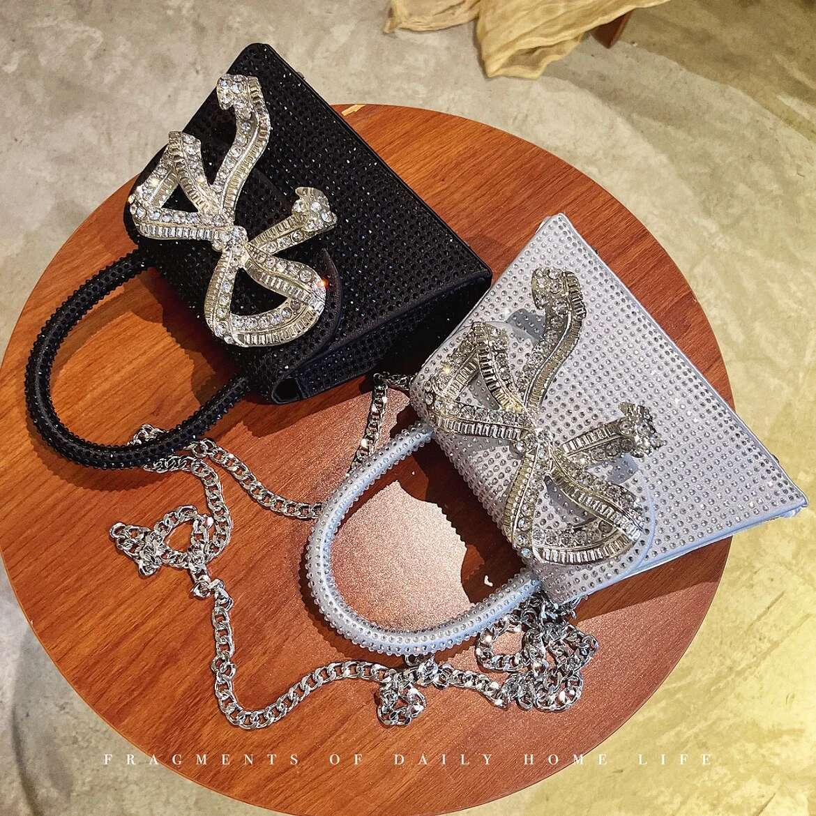 Bg Square Women's Handbag Glitter Shiny Rhies Dia Evening Wedding Party Clutch Purse Shoulder Bag