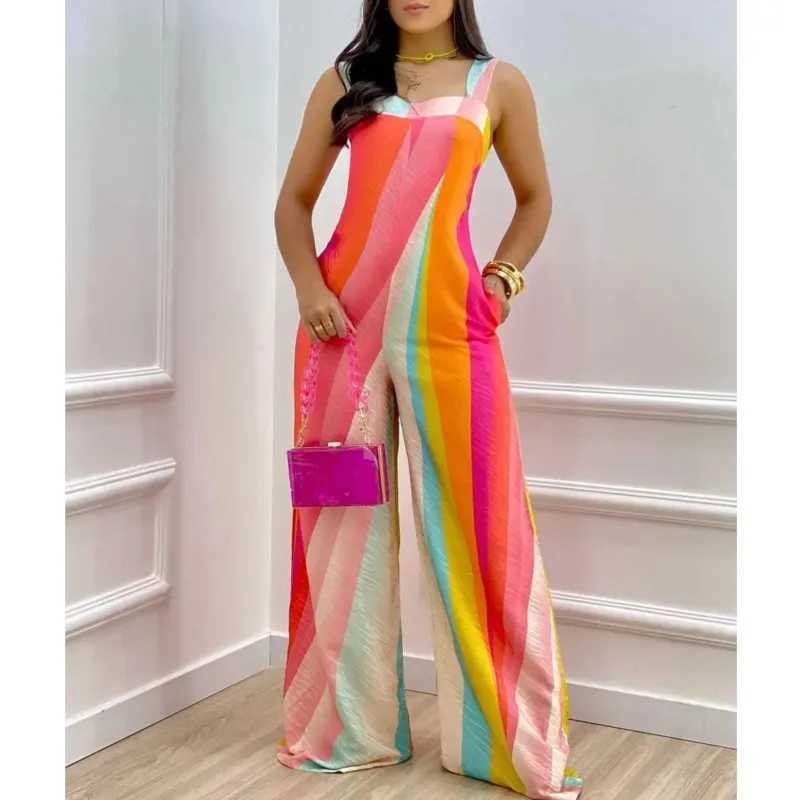 New trend printing fashion jumpsuit summer hanging casual wide leg jumpsuit mono mujer vera no X250318