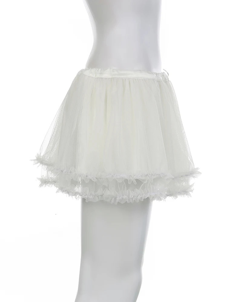 IAMSURE Sweet Lace Trim Mesh A-Line Skirt See Through Basic Low-Waisted Mini Skirts Women 2025 Summer Fashion Streetwear Ladies 250318