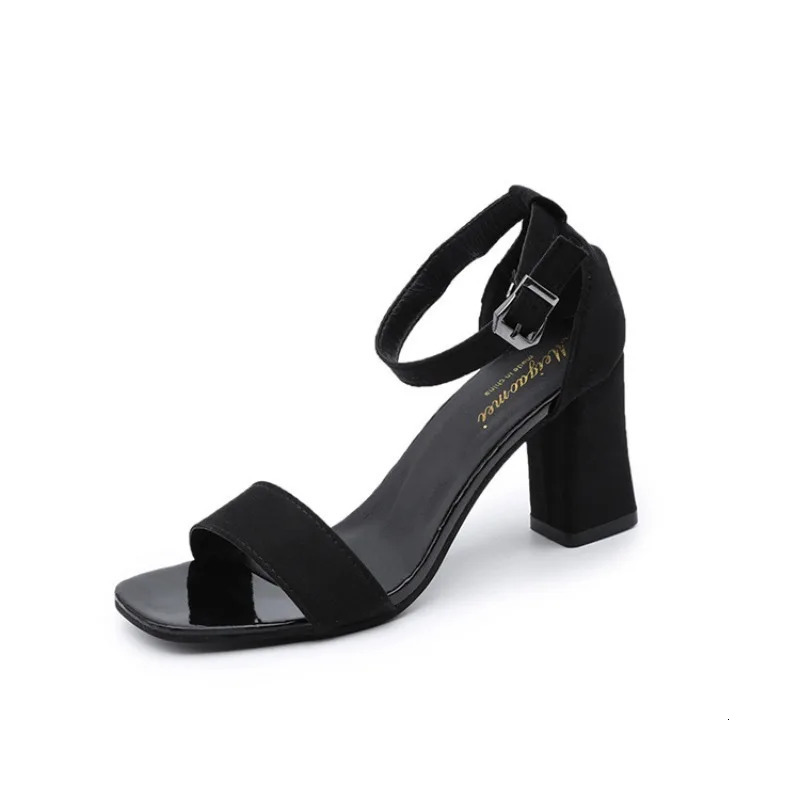 Womens 2024 Summer Fashion Sandals Medium High Heel Outdoor Sandalias Elegant Wedding Shoes Bridal Plus Size 34-40 Buckle Strap 250317