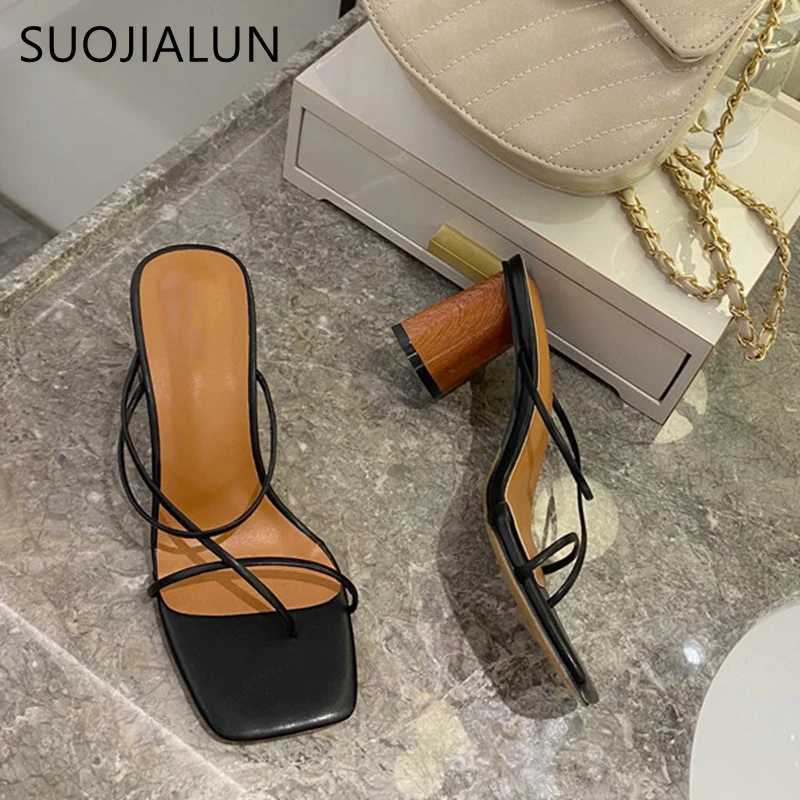 SUOGIALUN new summer slider high heel slider large size 41 narrowband sandals summer outdoor shoulder slider flip cover drone Y250317