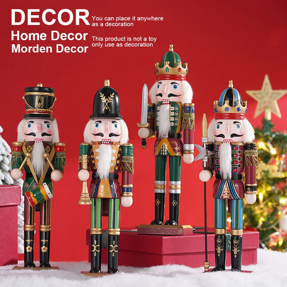 30CM Wooden Nutcracker Christmas Decorations Soldier Figures Handmade Dolls Toys Home Office Table Decorations Gifts Friends 250314 - view 3