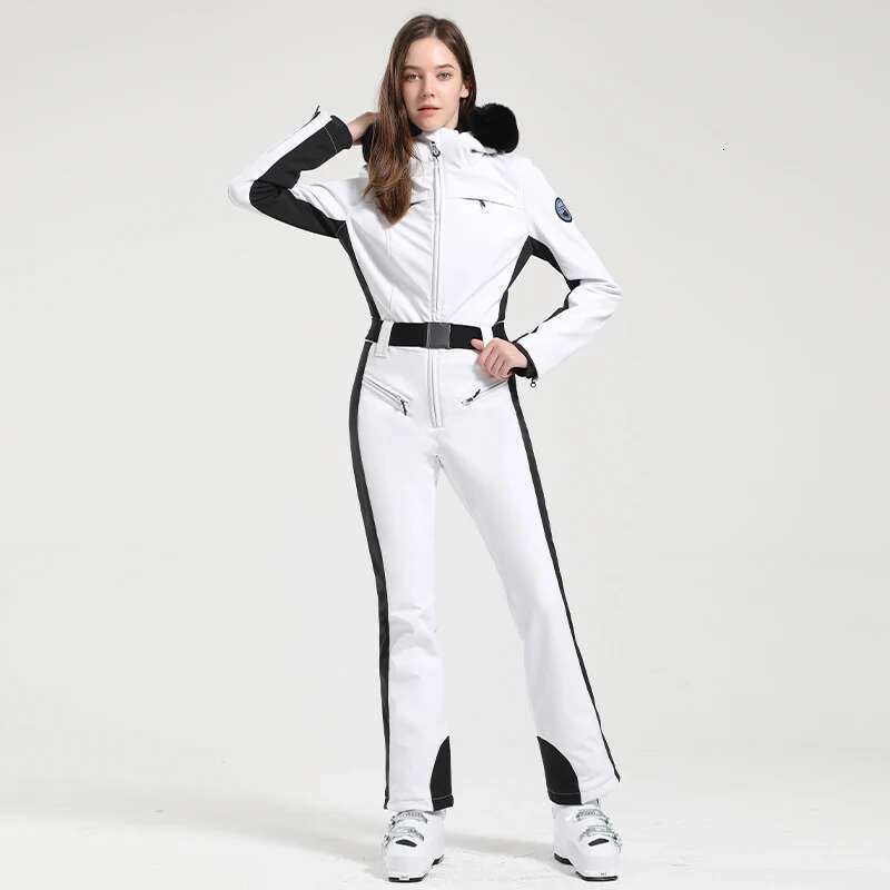 Tight Dress GSOU SNOW One-Piece Ski Suit Women Thickening Snowboard Female Overalls Winter Windproof Waterproof Breathable Clothing Skiing