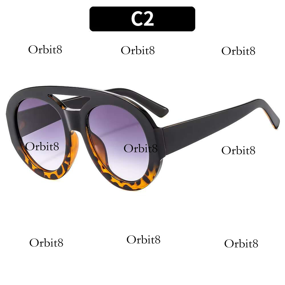 2024 New Retro Double Bridge Large Round Frame Custom Fashion Oversized Shades Sunglasses Women