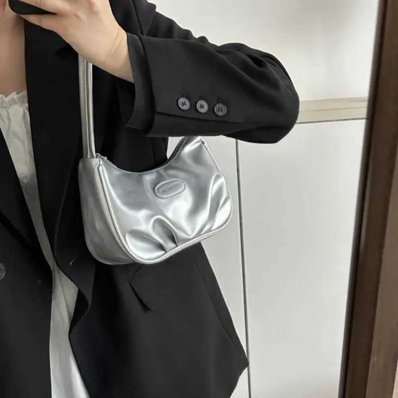 D0UD Underarm Bag Makeup Bag PU Armpit Bag Black/White/Sier/Brown/Rose Red/Green Z250318