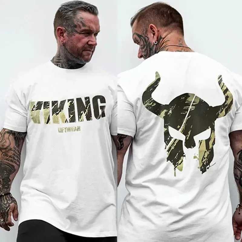 100% pure cotton mens T-shirt fashion letter printing high-quality T-shirt fitness streetwear summer casual O-neck oversized sports topXJ250318
