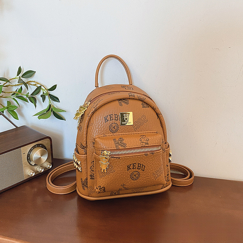 Mini Backpack For Women 2025 New Fashion Niche Designer Print Small Backpack High quality Light Luxury Handbag, Casual Travel Wallet Storage Bag