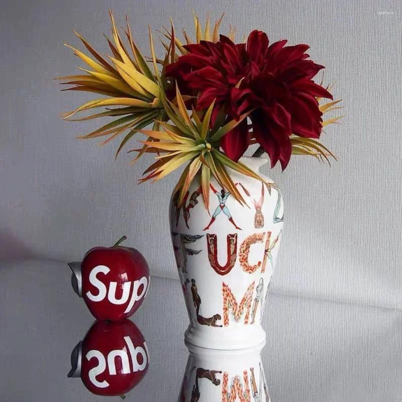 Vases Decor Unique Alphabet Ceramic Vase Creative Flower Pot Super Cool Decorative Modern Vases Trendy Desktop Ornament For Home Decoration B5 R250920