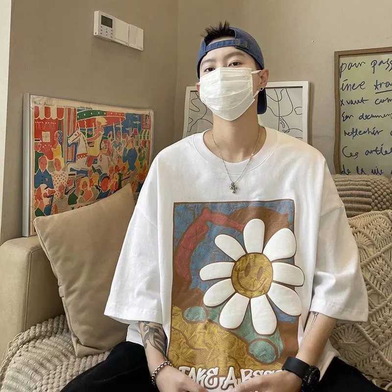 Summer New Casual Loose T-shirt Mens Loose Fashion Printed 8XL Hip Hop Couple Wearing Half Sleeve Cotton TopT250318