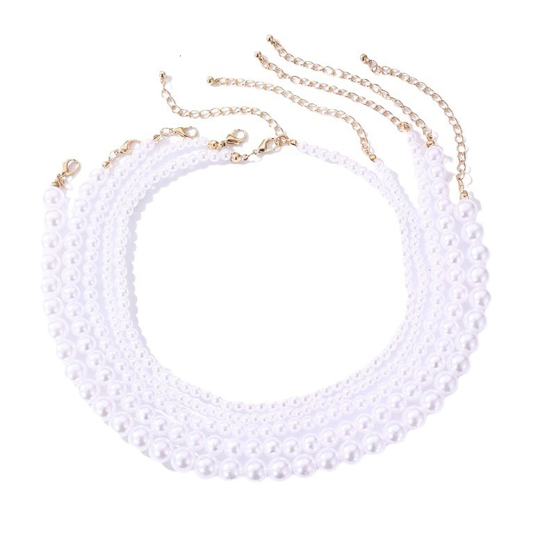 4/5/6/8/10mm Imitation Pearl Necklace Women Simple Everything Collared Collar Chain Chain Jewelry