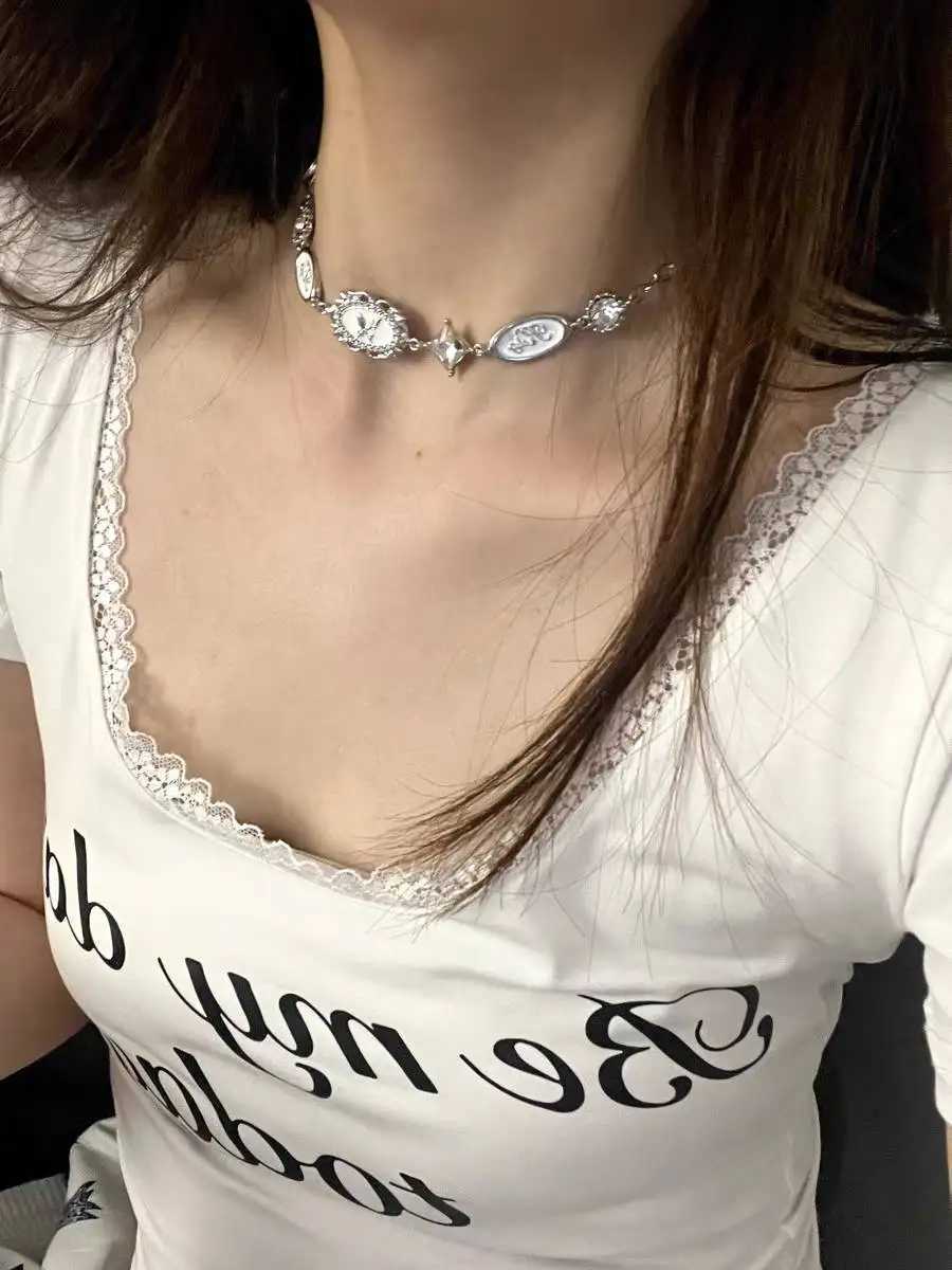New Trendy Gothic Vintage Harajuku Butterfly Crystal Choker Pendant Chain Necklaces For Women Charm Y2K Accessories Jewelry Gift W250318