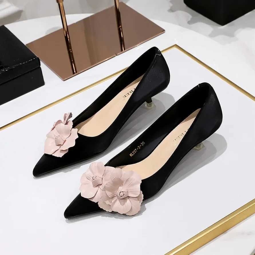 Bigtree Wedding Shoes Fi Party Shoes 4cm Thin Medium H Light Leather Flower Womens Pump Zaptos Mujer Y250317