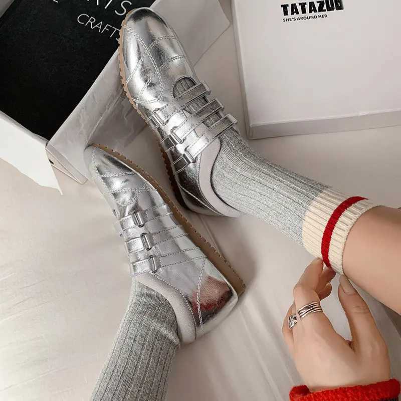 Arden Furtado Spring Sier sheepskin adds internal casual gym shoes round laces shoelaces flat German Army trainer aircraft large size Y250318