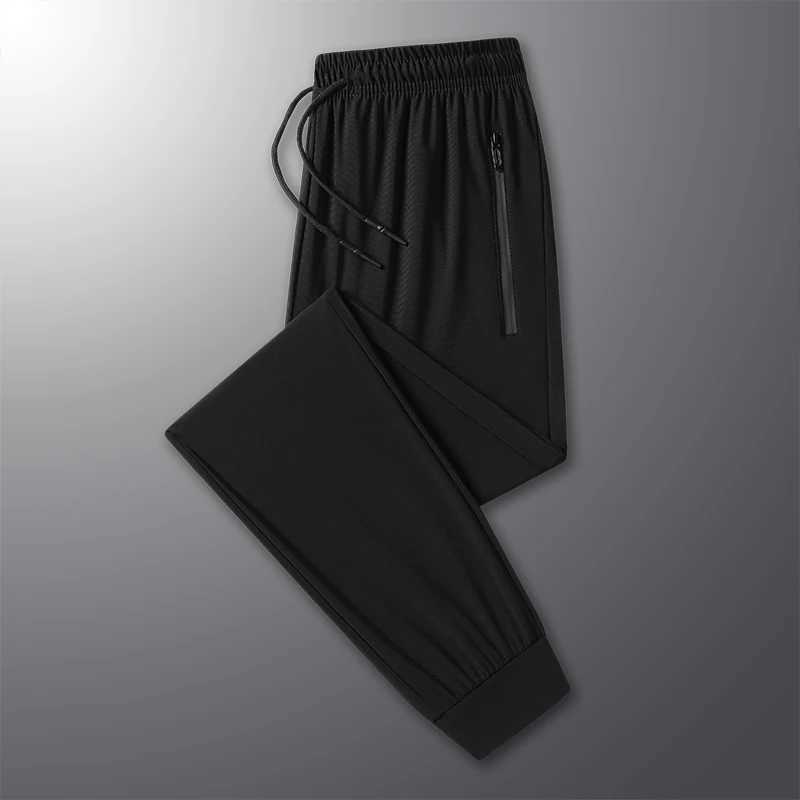 Summer silk mens fast drying breathable casual pants loose oversized elastic outdoor running sports pants W250318
