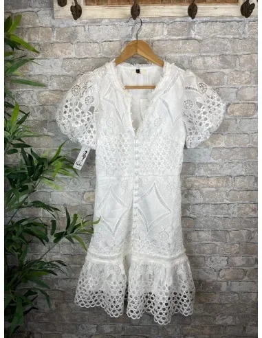 Womens lace slim fit dress solid mini bag hip short sleeved tight fitting dress V-neck summer French coat dress 250314