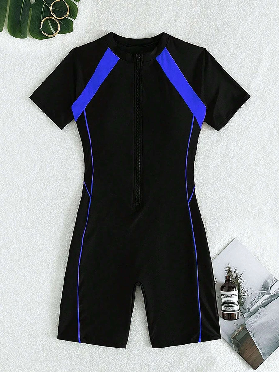 Short sleeved surfing swimsuit ultrathin tight fitting womens onepiece Rashguard diving suit 250314