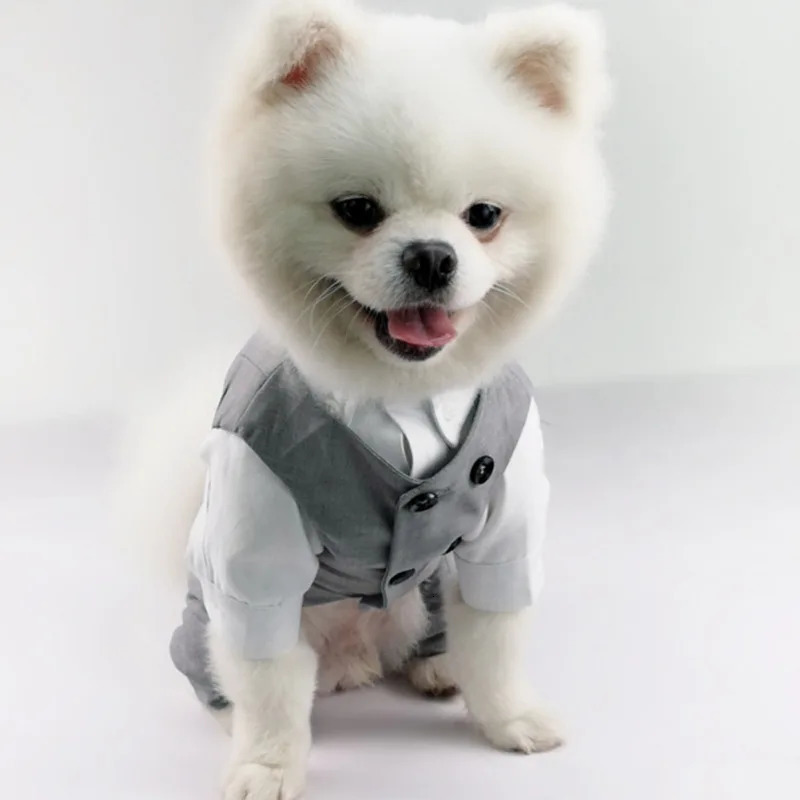 Dog Tuxedo Suit For Small Medium Breed Formal Vest With Bow Tie Clothes Gentleman Pet Wedding Birthday Party Costume 250318