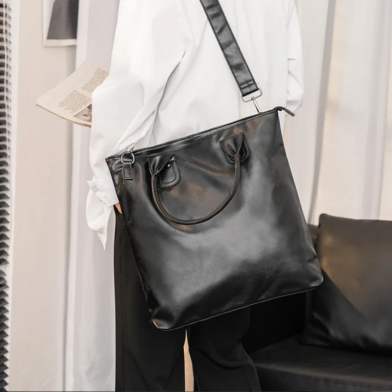 Leather mens shoulder bag fashionable mens handbag Korean mens briefcase 250317