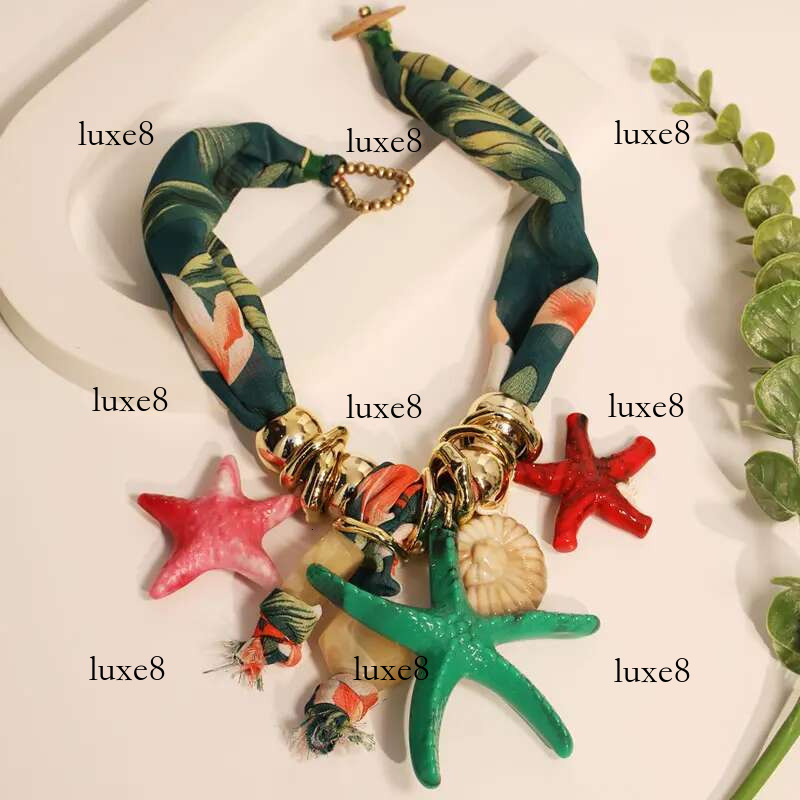 Statement Boho Geometric Necklace Starfishs Design for Women Girl Trendy Wedding Party Jewelry Accessory