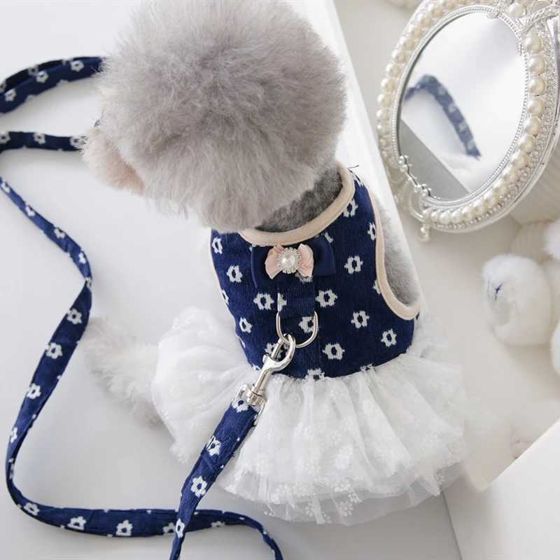 Luxury dog suit harness and belt set in 6 colors for girls boys pets puppies small animals Chihuahua collars walking lead productsT250318