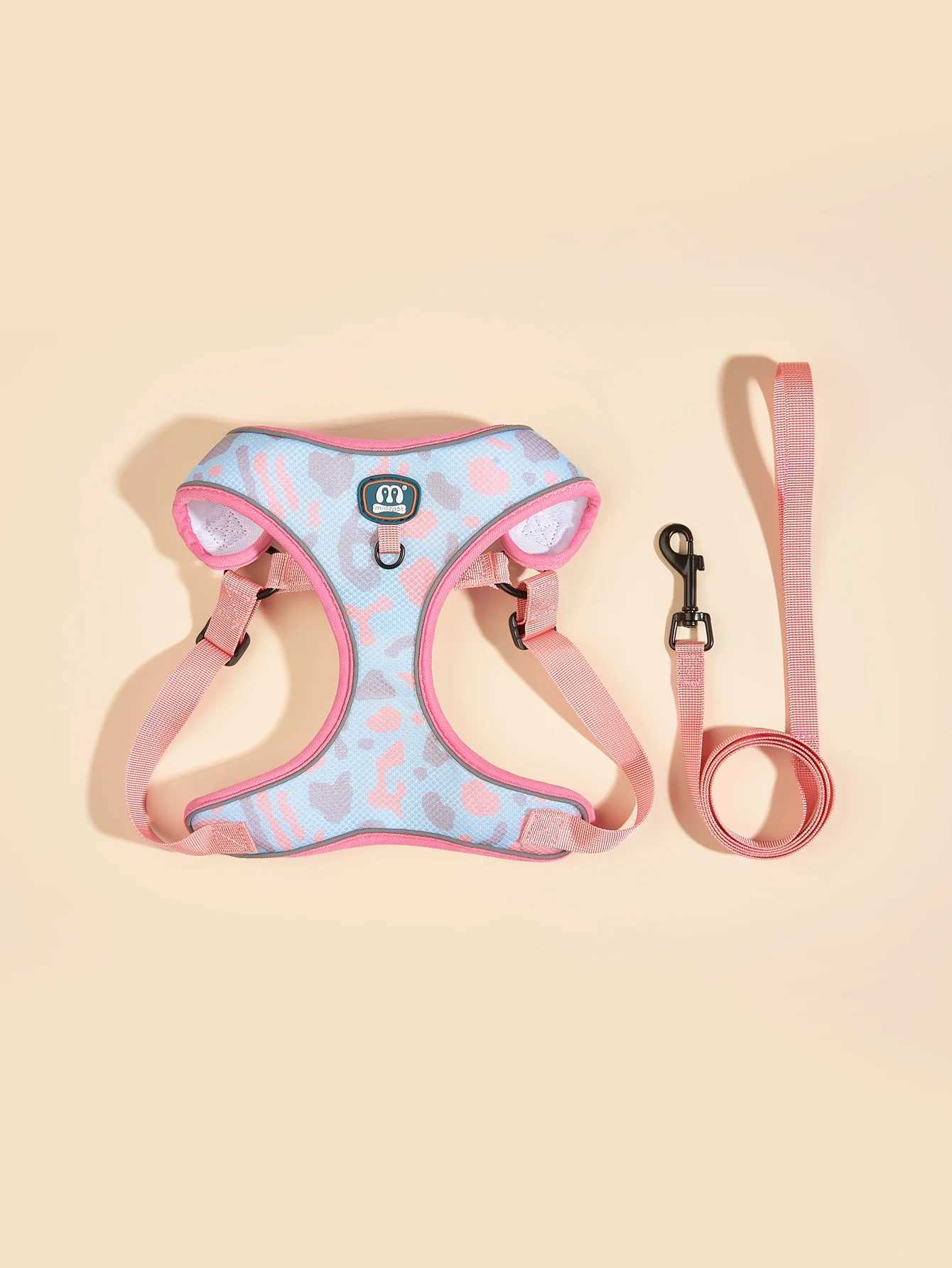 New Arrives Adjustable Soft Mesh With Fashionable Design Pet Harness And Leash SetT250318
