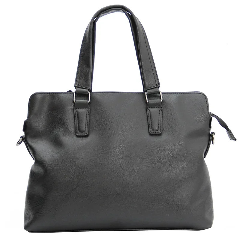 Mens business leather briefcase Korean shoulder bag casual crossover file bag 250317