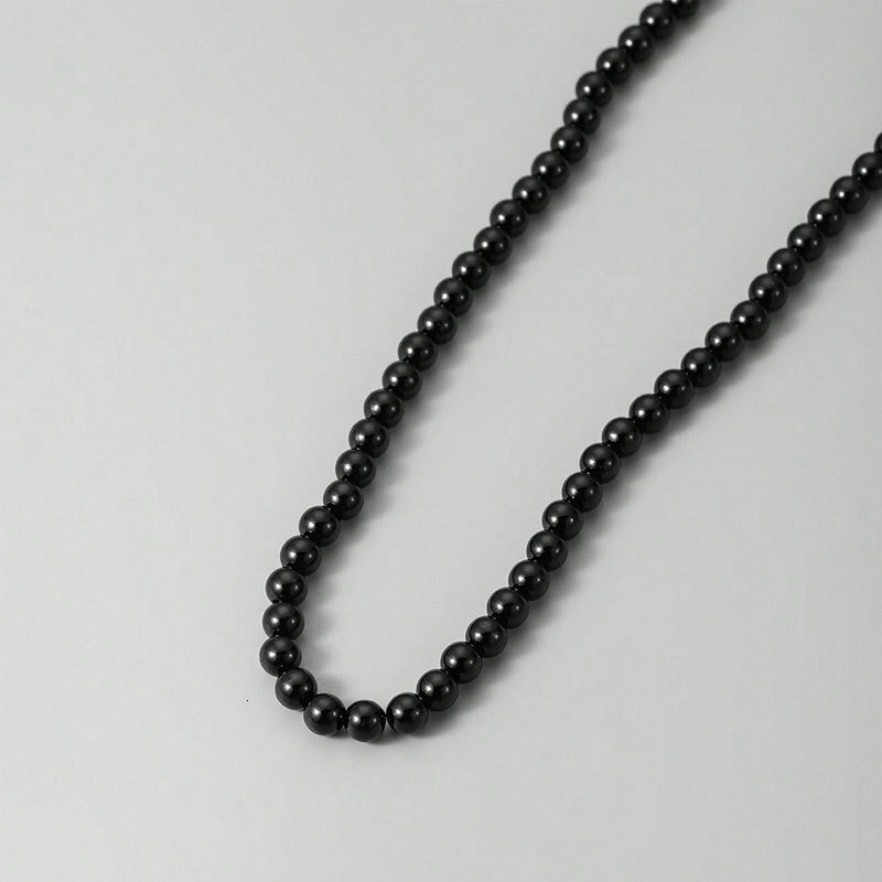 8MM Black Imitation Pearl Necklace Men's And Women's Artificial Pearl Choker Collarbone Chain Jewelry