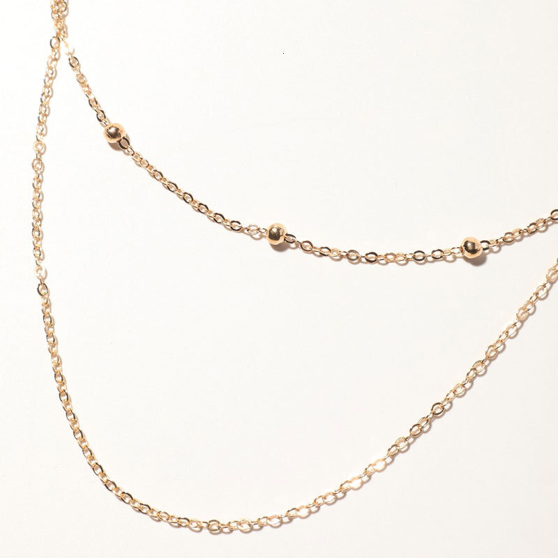Double Bead Chain Necklace Women's Fashion Simple Multi-layer Choker Collarbone Chain Jewelry