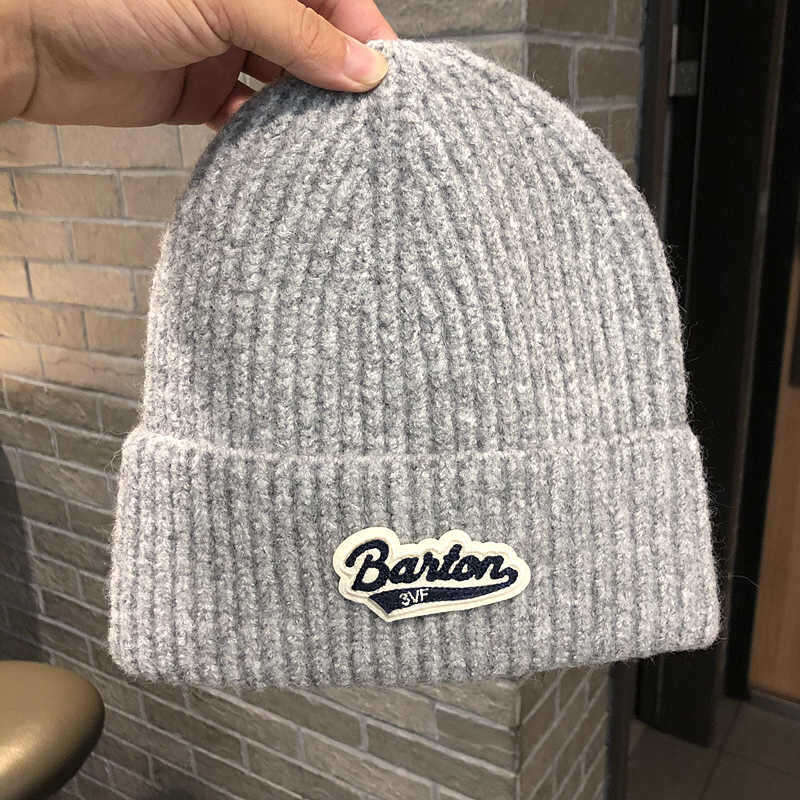 Women's Autumn/Winter Letter Warm Korean Edition Face Small Cold Ear Protection Knitted Hat Trendy