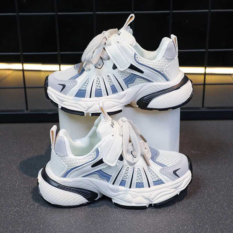 Girls Color Block Mesh breathable thick shoes comfortable and non slip lace up durable sports shoes suitable for childrens outdoor activities W250318