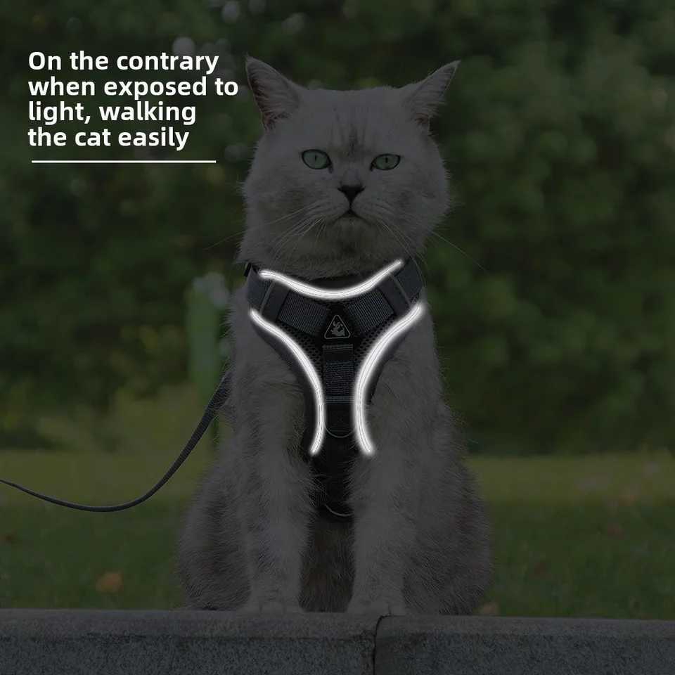 Cat Harness and Leash Set Escape Proof For Small Medium Dog Cat Breathable Reflective Adjustable Kitten Chest Strap Pet SuppliesT250318