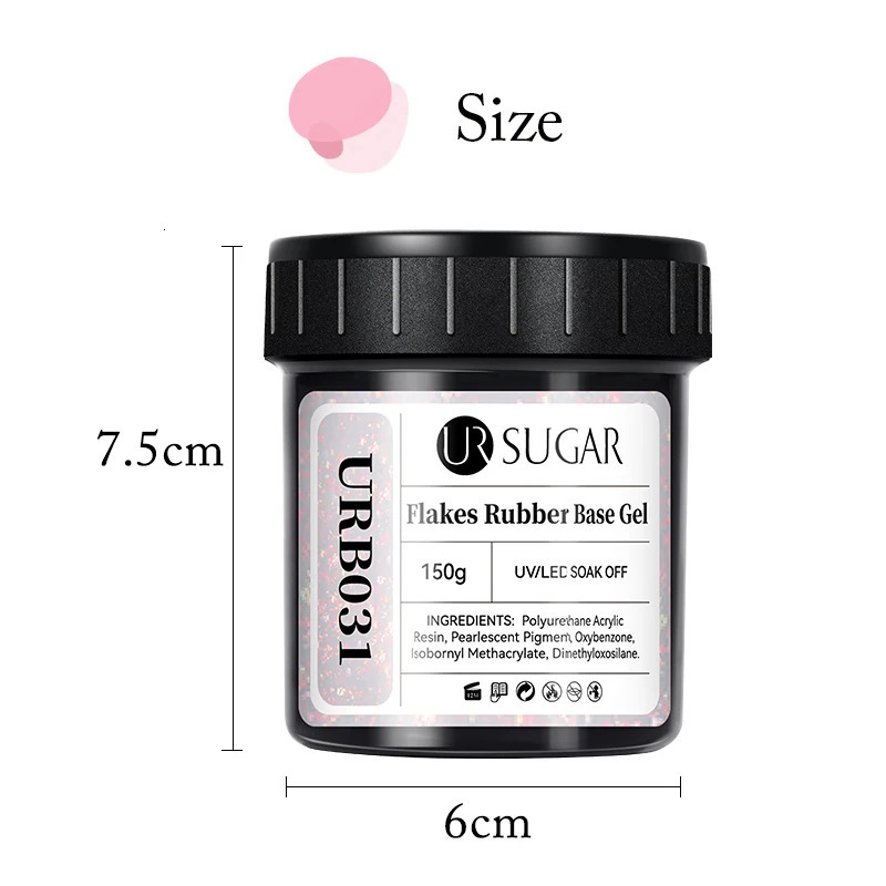 UR SUGAR 150g Rubber Base Gel Nail Polish Sparking Aurora Glitter Rubber Varnish Soak Off Semi permanent UV LED Gel Manicure 250314
