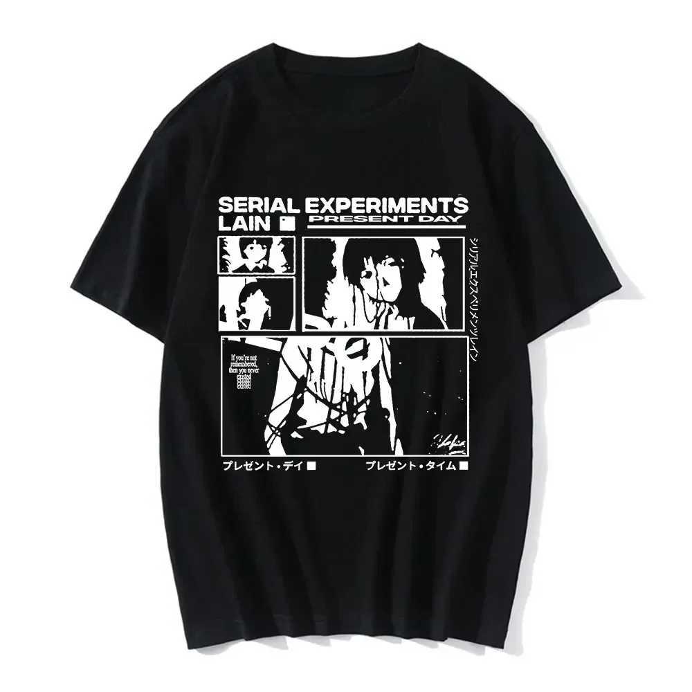 Anime series experiment Lain T-shirt womens graphic T-shirt Iwakura manga girl science fiction short sleeved T-shirt womens top Y2k topXJ250318
